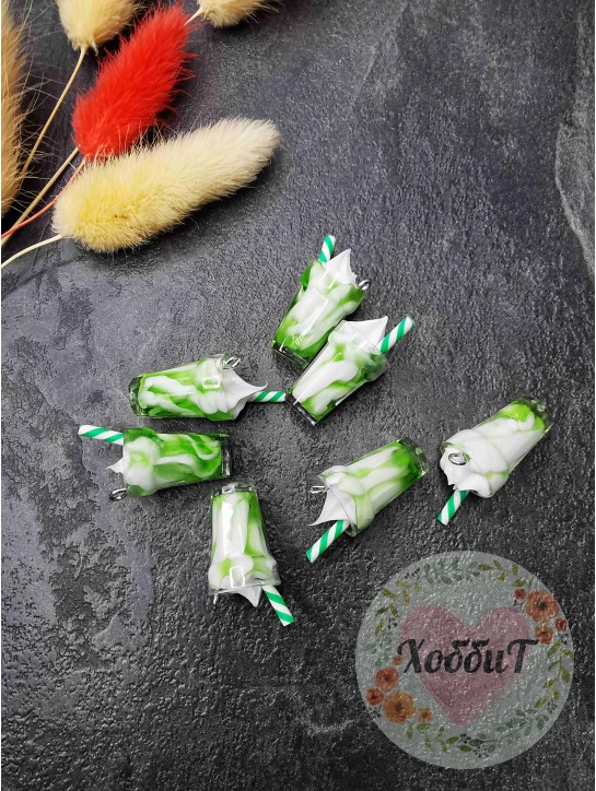 Подвеска "Коктейль со сливками" 1,3*2,5см (зеленый)